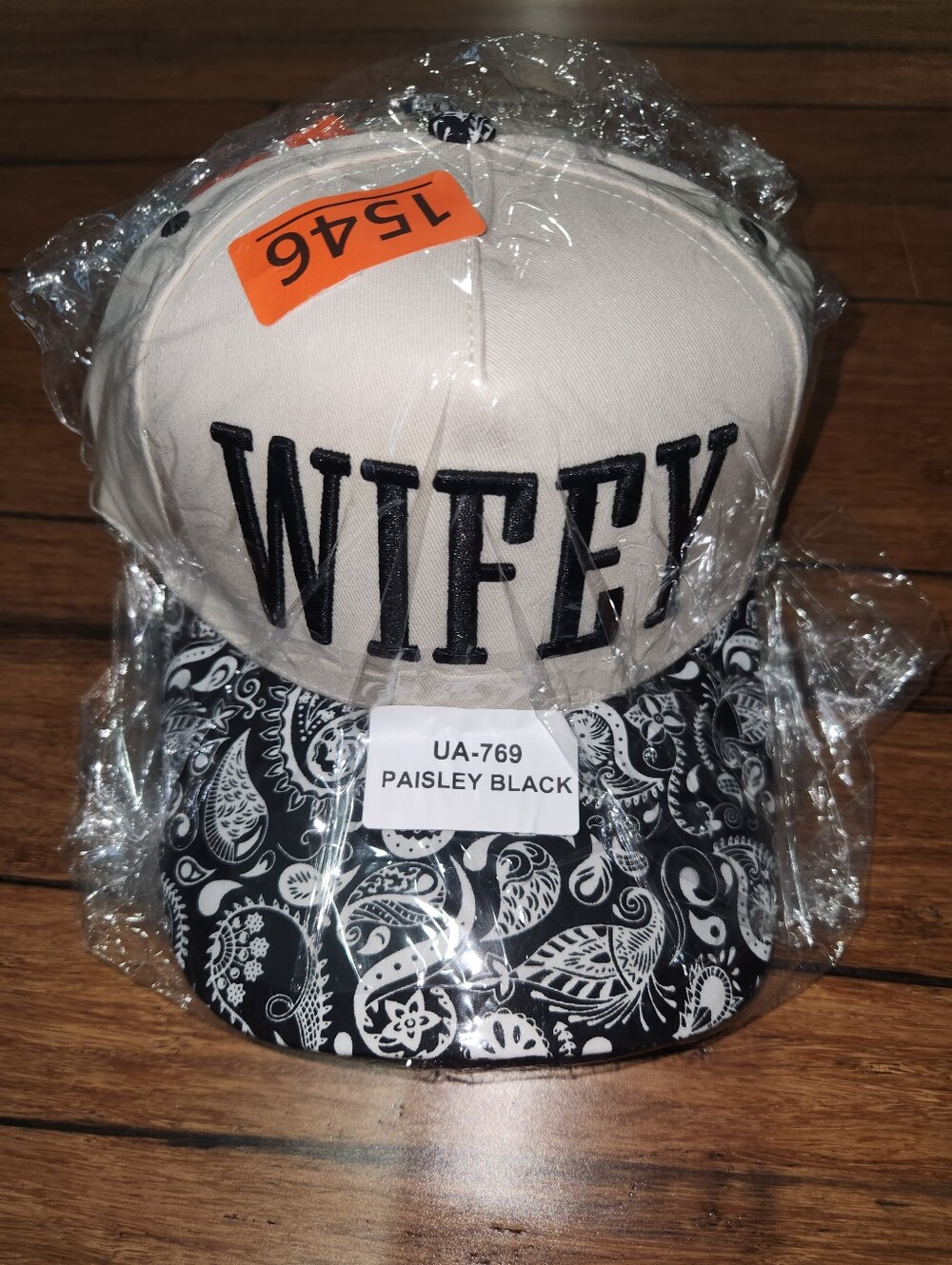 Wifey Embroidered Baseball Cap - Black Paisley